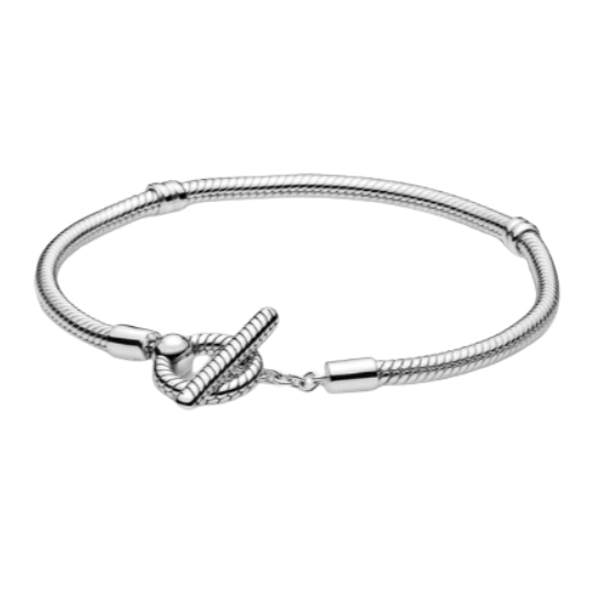 دستبند مفتولی با قفل زنجیر دار پاندورا